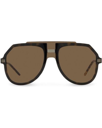 Dolce & Gabbana Lusso Sartoriale Pilot-frame Sunglasses - Brown