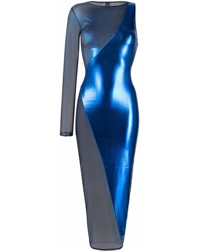 Maison Close Blue Angel Asymmetric Fitted Dress