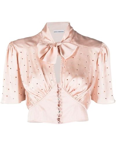 Rabanne Sequin-embellished Cropped Blouse - Pink