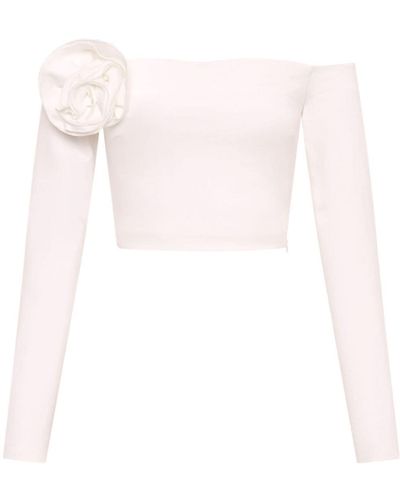 Nicholas Elaina Floral-rosette Off-shoulder Top - Pink