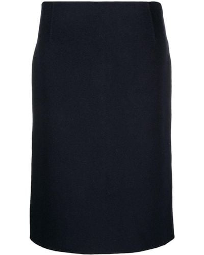 Totême Side-slit Wool Straight Skirt - Blue