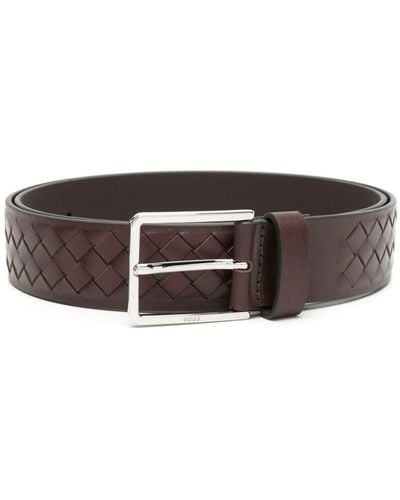 BOSS Cary Woven Leather Belt - Brown