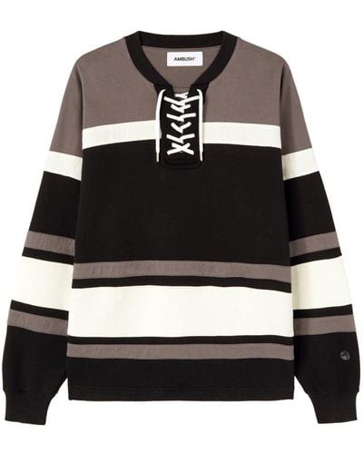 Ambush Striped Organic Cotton Sweatshirt - Black