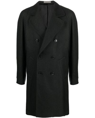 Corneliani Double-breasted Wool Coat - Black