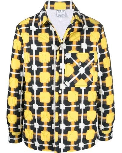Marcelo Burlon Check-pattern Quilted Overshirt - Yellow