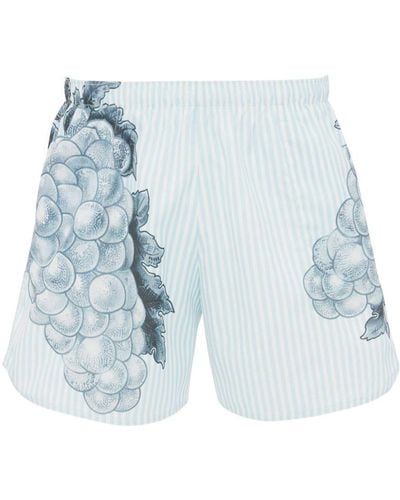 JW Anderson Graphic-print Striped Swim Shorts - Blue