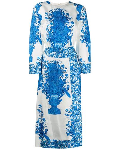 Valentino Midi-jurk Met Bloemenprint - Wit