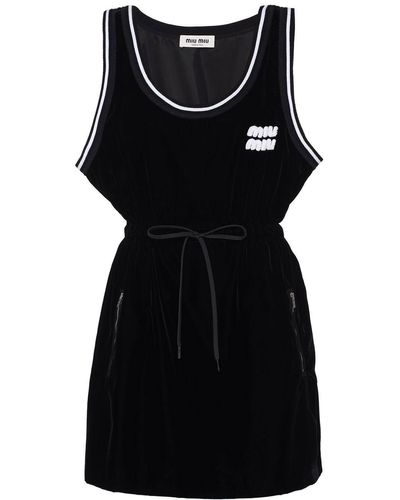 Miu Miu Mini-jurk Met Geborduurd Logo - Zwart