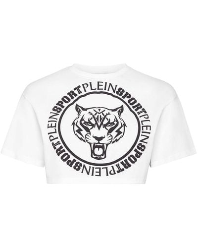 Philipp Plein Cropped-T-Shirt mit Logo-Print - Weiß