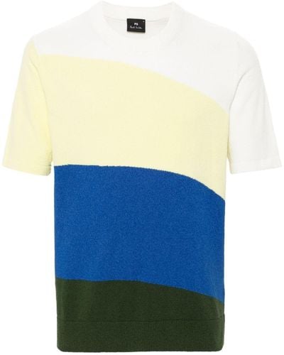 PS by Paul Smith Gestreiftes T-Shirt aus Frottee - Blau