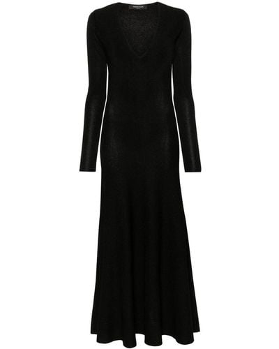 Fabiana Filippi V-neck Knitted Midi Dress - ブラック