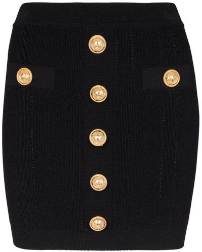 Balmain Minifalda con botones - Negro