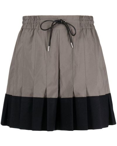 Sacai Elasticated-waist Pleated Miniskirt - Gray