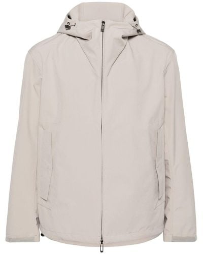 Emporio Armani Gabardine-weave Hooded Jacket - White