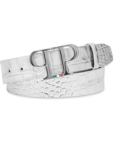 Philipp Plein Logo-buckle Crocodile-effect Belt - Grey
