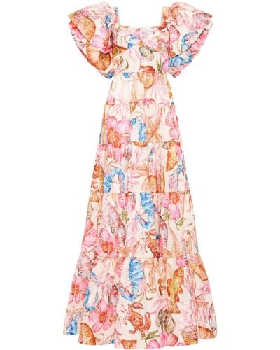 Rebecca Vallance Summer Seas Floral-print Gown - White