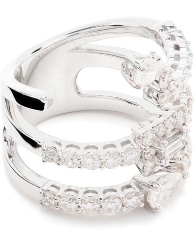 YEPREM 18kt White Gold Layered Diamond Ring - Metallic