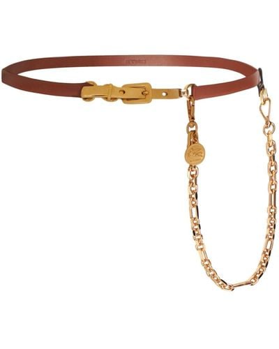 Etro Pegaso-medallion Chain Leather Belt - Brown