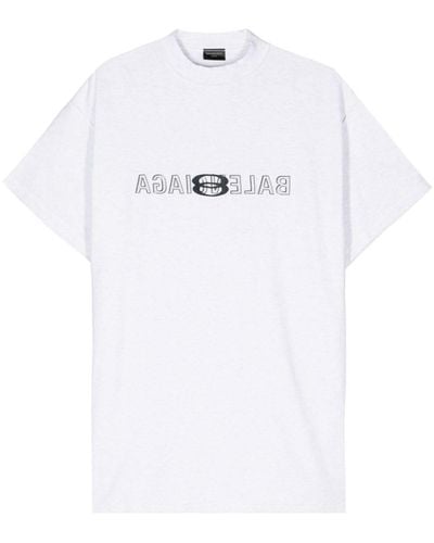 Balenciaga Katoenen T-shirt Met Gemêleerd-effect - Wit