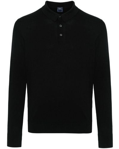 Fedeli Sportman Fine-knit Polo Shirt - Black