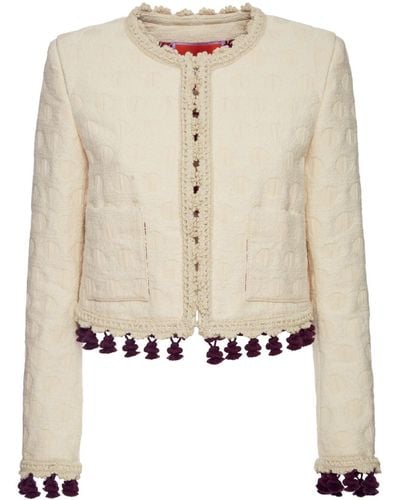 La DoubleJ Bijoux Embroidered Cropped Jacket - Natural