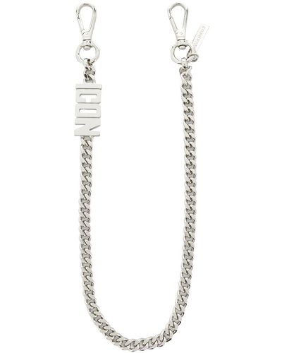 DSquared² Icon Faceted Chain Keyring - White