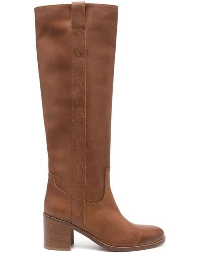 Via Roma 15 70mm Leather Boots - Brown