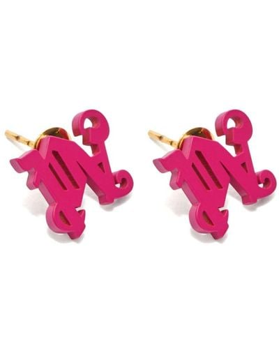 Palm Angels Monogram Post-back Earrings - Pink