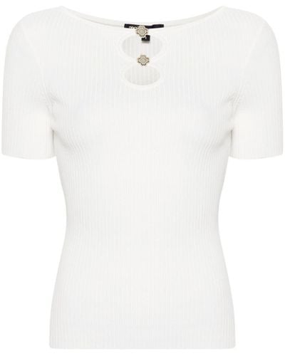 Maje Cut-out Ribbed Top - White
