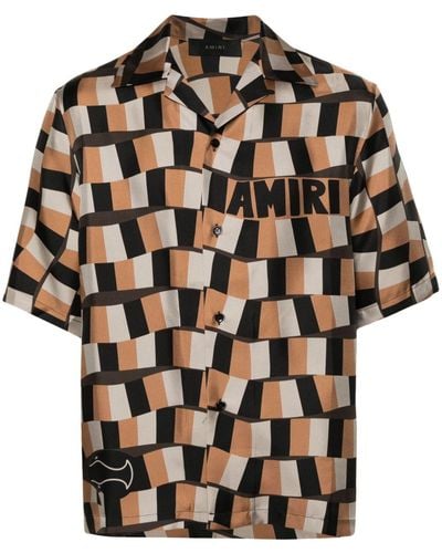 Amiri Camisa Snake Checker Bowling - Negro