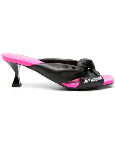 Love Moschino 65mm Open-toe Leather Mules - Black