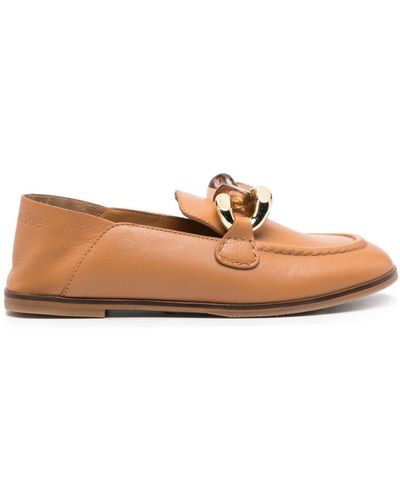 See By Chloé Chain-link Leather Loafers - Brown