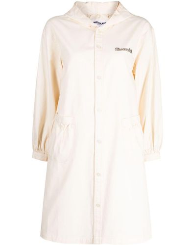 Chocoolate Hooded Cotton Shirt Dress - White