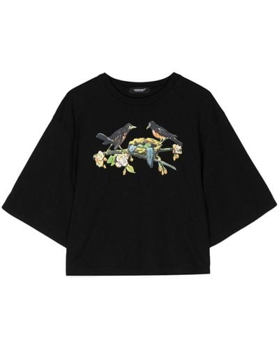 Undercover Graphic-print Cropped T-shirt - Black