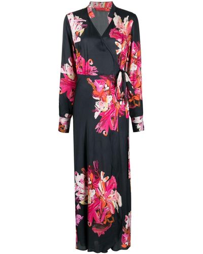 Manning Cartell Painterly Floral-print Wrap Dress - Red
