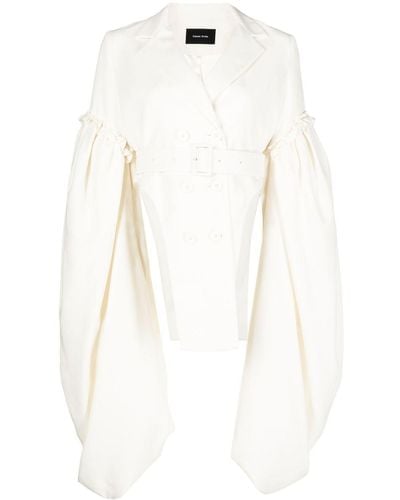 Simone Rocha Belted Double-breasted Blazer - White