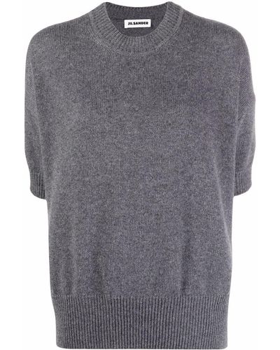 Jil Sander Short-sleeved Knit Sweater - Grey
