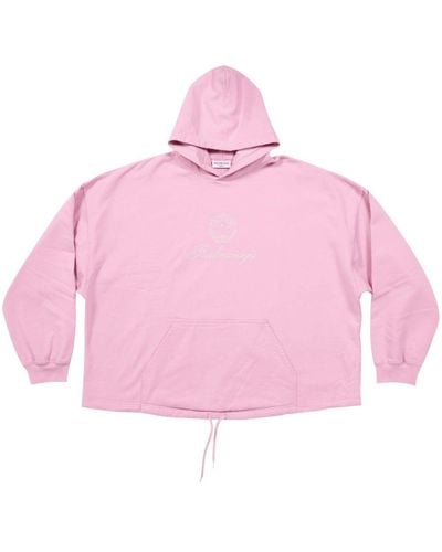 Balenciaga Qixi Crest Sporty Hoodie - Pink
