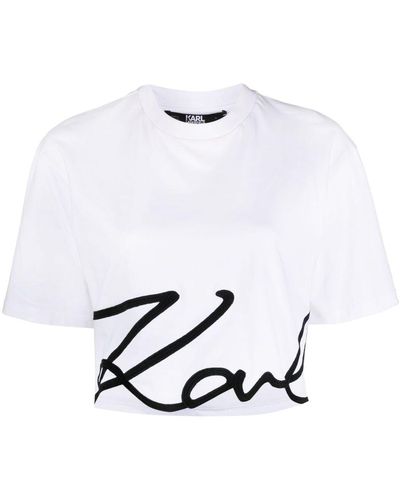 Karl Lagerfeld ロゴ クロップドtシャツ - ホワイト