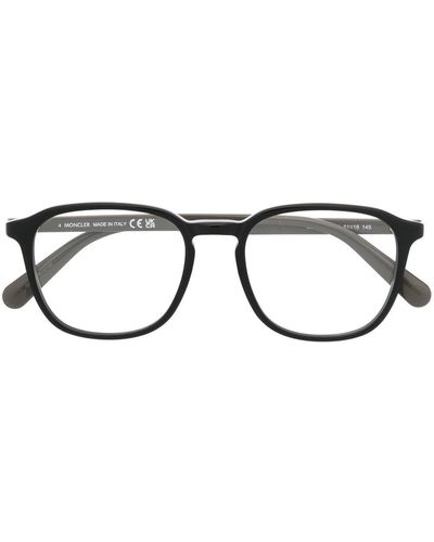 Moncler Eckige Brille mit Logo-Print - Schwarz