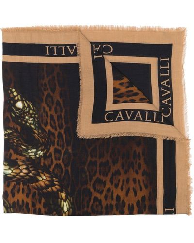 Roberto Cavalli Sjaal Met Dierenprint - Zwart