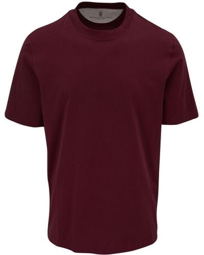 Brunello Cucinelli Camiseta con cuello redondo - Rojo