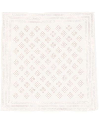 Eleventy Geometric-patterned Print Pocket Square - White