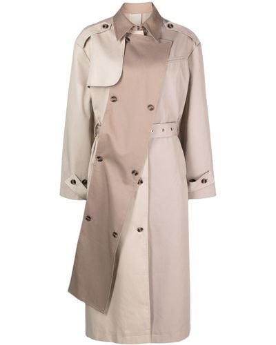 ROKH Layered Belted Trench Coat - Natural