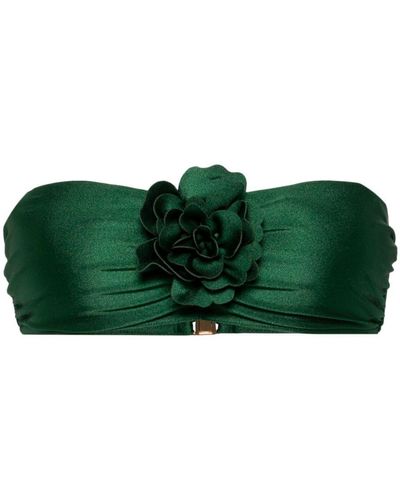 Zimmermann Waverly Floral-appliqué Bikini Top - Green