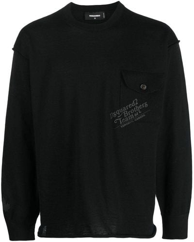DSquared² Ribbed Crew Neck Sweater - Black