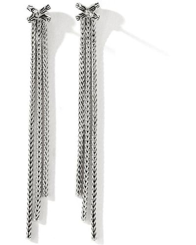 John Hardy Classic Chain Diamond Pavé Tassel Earrings - Metallic