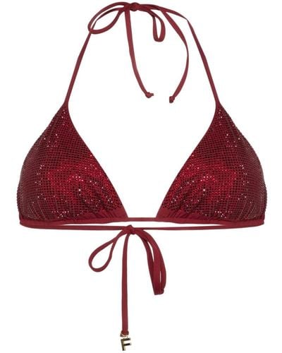 Fisico Crystal-embellished Bikini Top - Red