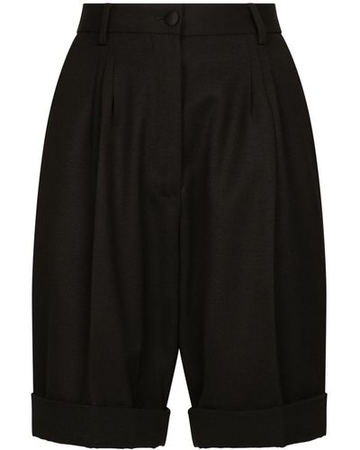 Dolce & Gabbana Pantalones cortos de vestir de talle alto - Negro