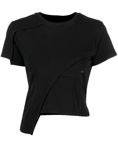 HELIOT EMIL Camiseta asimétrica con logo estampado - Negro
